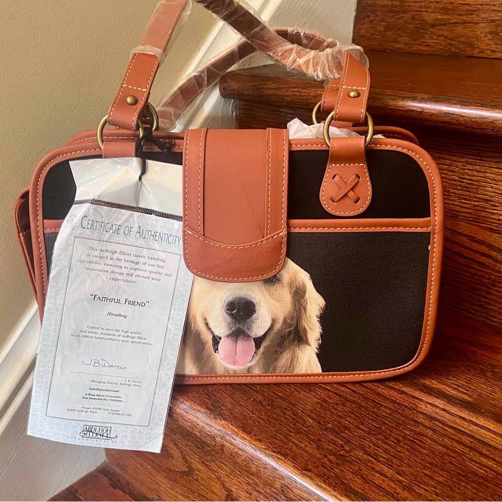 Ainsley Elliott Bradford Exchange collectible golden retriever dog purse bag - Picture 9 of 9